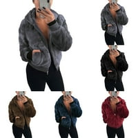 Ženske zimske tople pahuljaste kaputa s kapuljačama s kapuljačom Zip nadmašuje precište