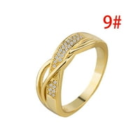 Očišćenja pod $ tanwpn ženama kreativna vrpca pozlaćena 18K žuto zlato dijamantni prsten