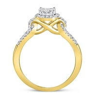 10k Okrugli dijamantni prsten od žutog zlata u okruglom okviru