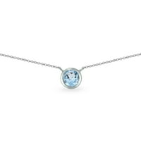 Elegantna ogrlica od srebrnog čokera s okruglim rubom od plavog topaza