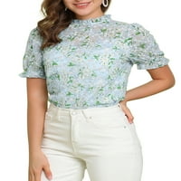 Jedinstvene ponude ženskog ljetnog ruffle kratkih rukava Top Ditsy cvjetna bluza