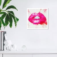 Wynwood Studio Canvas Diamonds and Kisses Fashion and Glam Lips Wall Art Canvas Print Pink Hot Pink 12x12