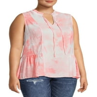 Como blu ženska plus size rukava ruffle ruffle vrat kravata boja bluza