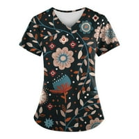 Ljetne bluze za žene, radna odjeća, ljetne košulje s cvjetnim printom i kratkim rukavima 4 inča
