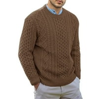 Qcmgmg muškarci dukserice Crewneck dugi rukav labavi pleteni džemperi smeđi, do veličine 2xl