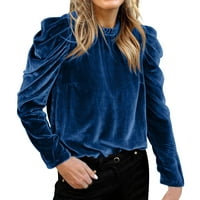 Ženski ležerni top s okruglim vratom s punim rukavima, jednobojni modni preveliki džemper, Set džempera u plavoj