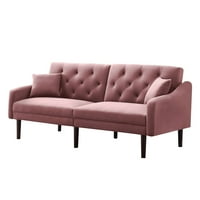 Futon kauč za spavanje baršuna s jastucima - ružičasta
