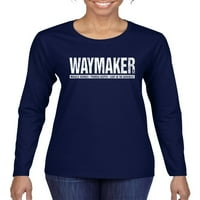 Wild Bobby Waymaker Inspirational Christian Women Graphic Dugi rukavi, mornarica, xx-veliki
