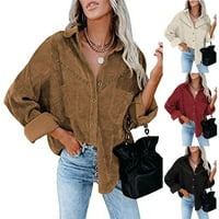 Ženske košulje Corduroy dugi rukavi Preveliki gumb Donji vrhovi bluza labava jakna