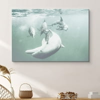 Pixonsign Canvas Print zidna umjetnost Dolphin Pod podvodni vodozemci Ocean Fotografija Moderna umjetnost Nautikalni