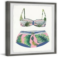 Parvez taj ružičasti kupaći kostim uokviren palmama za zidnu umjetnost