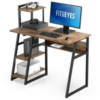 Računalni stol s policama, stol modernog stila za mali prostor, smeđi