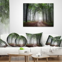 Dizajn svjetla kroz zelenu jesensku šumu - Jastuk za bacanje pejzažnih fotografija - 12x20