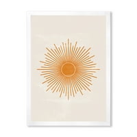 DesignArt 'Orange Sun Print na Beige II' Moderni uokvireni umjetnički tisak