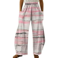 Nove ružičaste ženske Ležerne široke hlače s modnim printom Plus size široke hlače