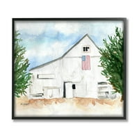 Stupell Industries American Barn Side meko plavo smeđa akvarel Black, 30, dizajn Melissa Hyatt LLC